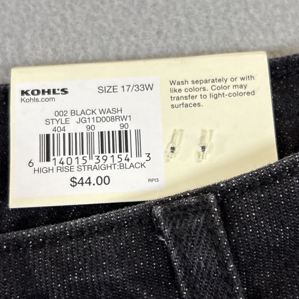 SO High Rise Straight Cropped Jeans Raw Hem Sz 17 (33x27) Black - Picture 3 of 9